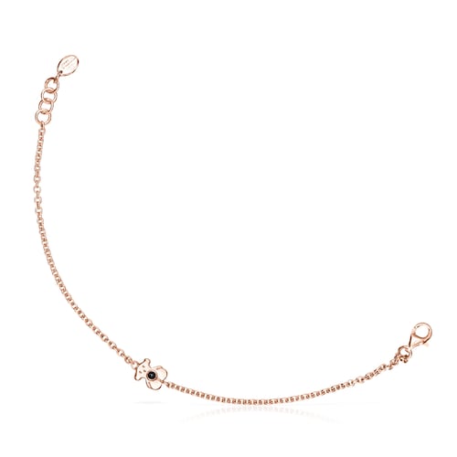 Pulsera con baño de oro rosa 18 kt sobre plata y ónix Real Sisy image number 0