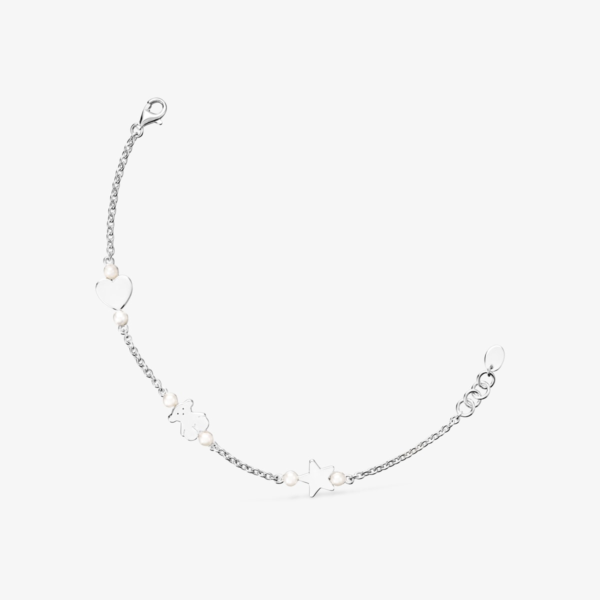 Tous - Pulsera De Plata Y Perlas 17,5cm Real Sisy - Blanco