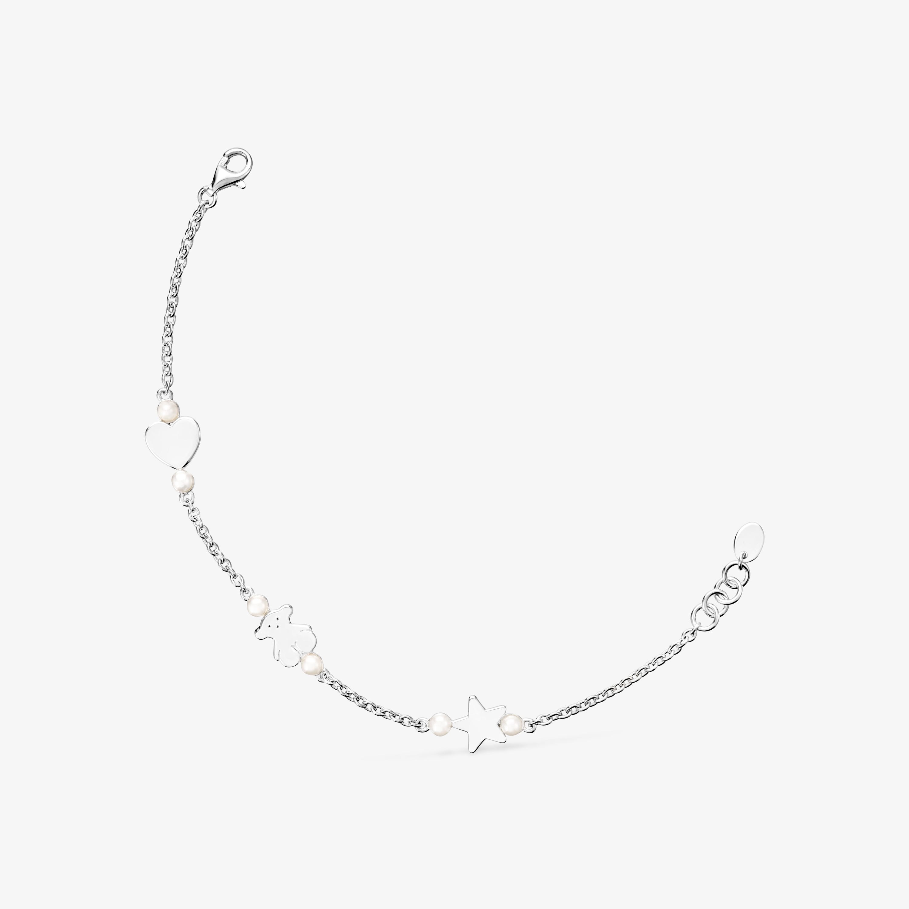 Silver TOUS Real Sisy Bracelet with Pearls 17,5cm.