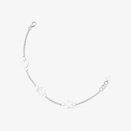 Silver TOUS Real Sisy Bracelet with Pearls 17,5cm.