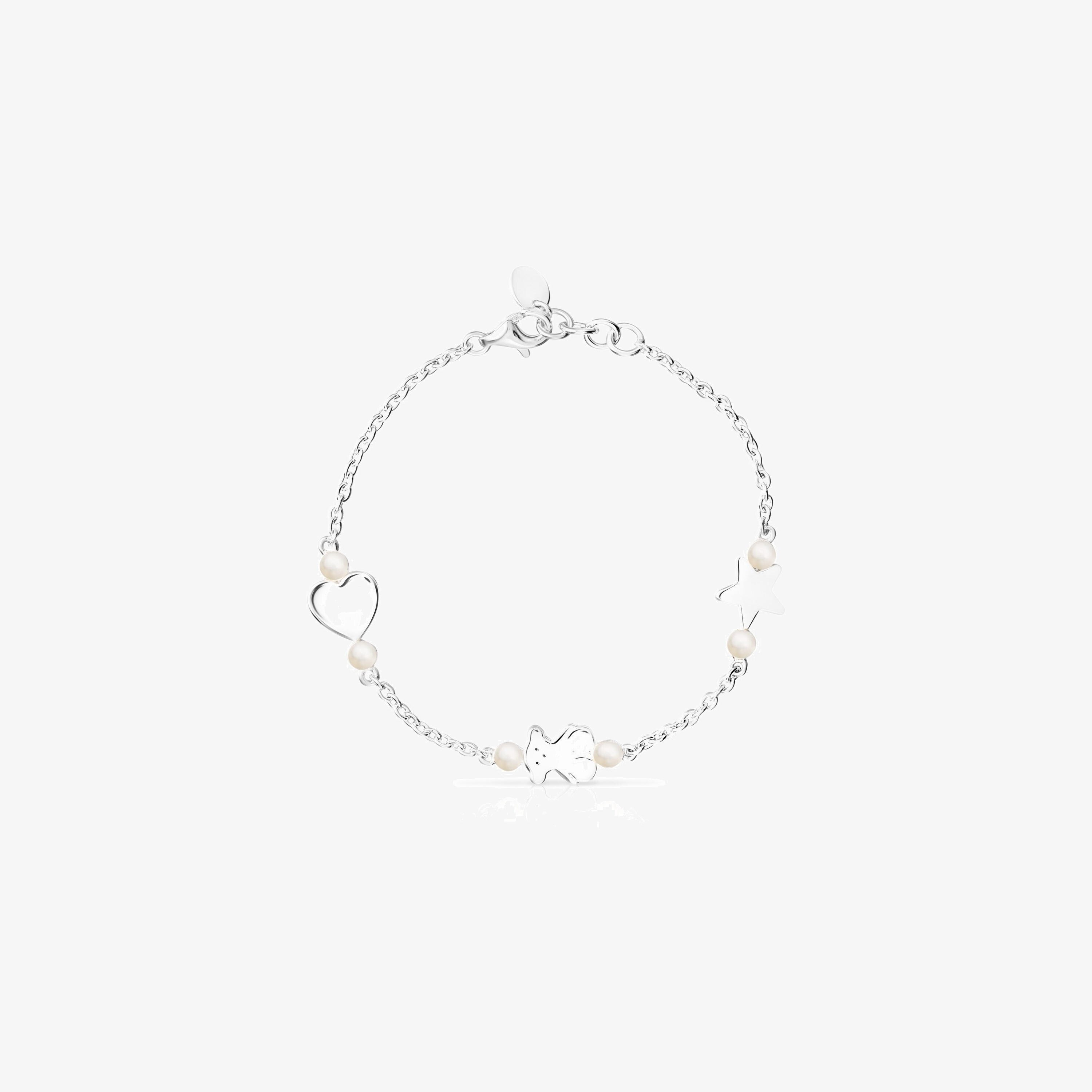Silver TOUS Real Sisy Bracelet with Pearls 17,5cm.