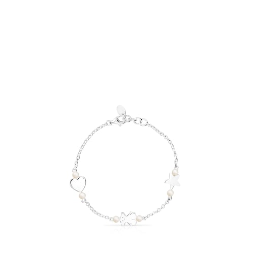 Silver TOUS Real Sisy Bracelet with Pearls 17,5cm