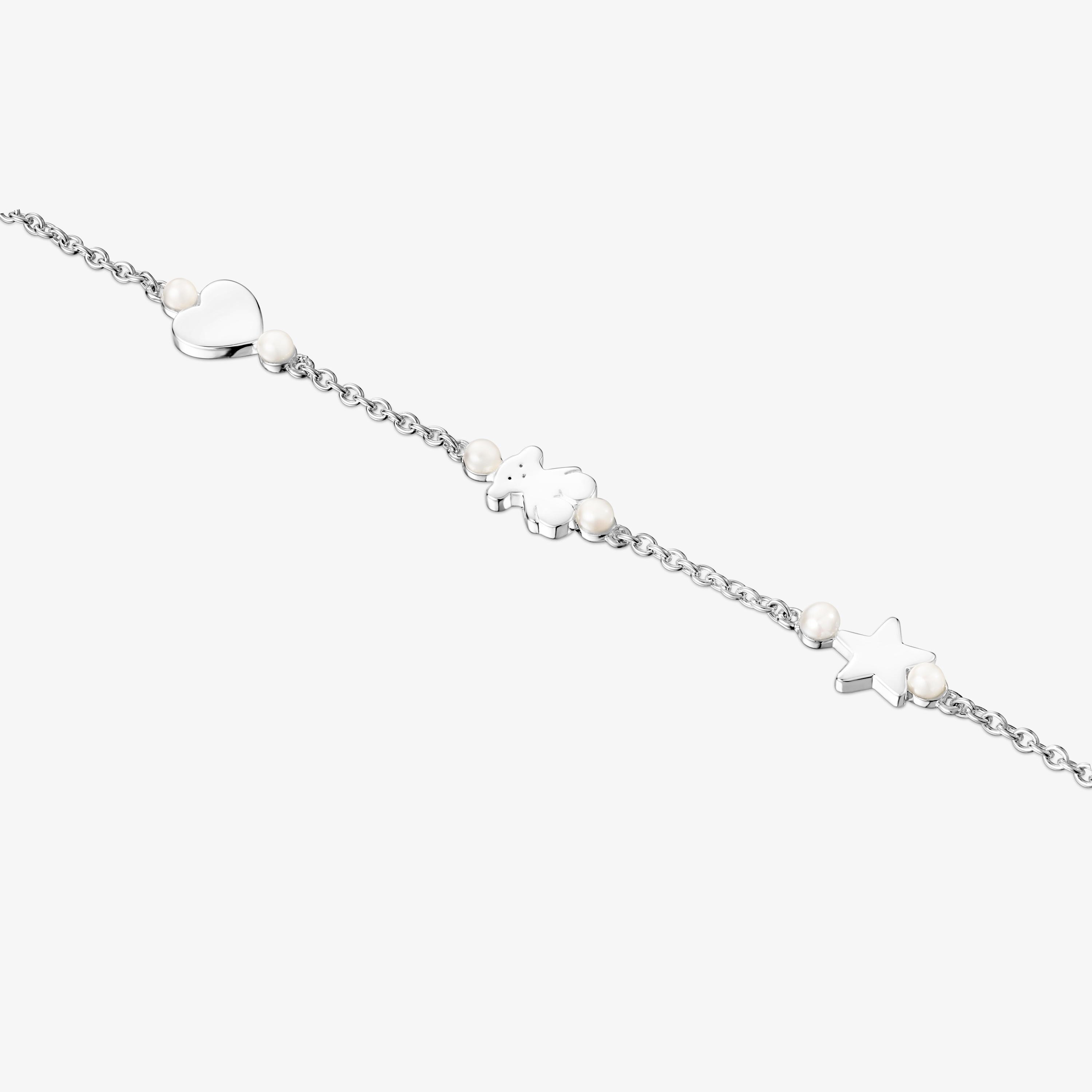 Silver TOUS Real Sisy Bracelet with Pearls 17,5cm.