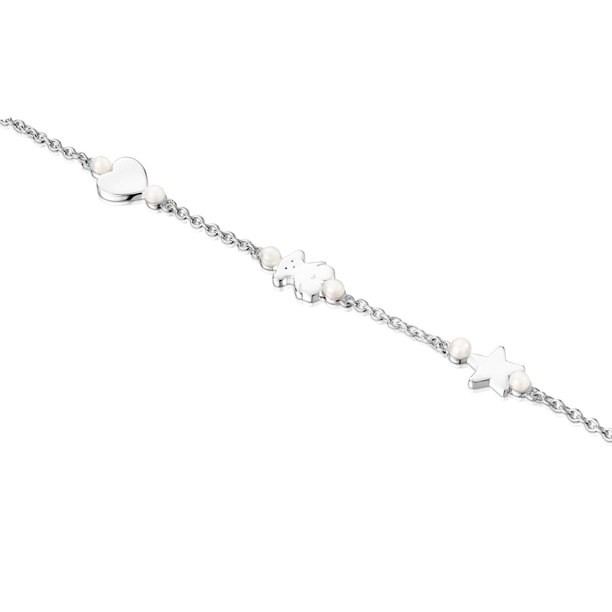 Pulsera de plata y perlas 17,5cm Real Sisy