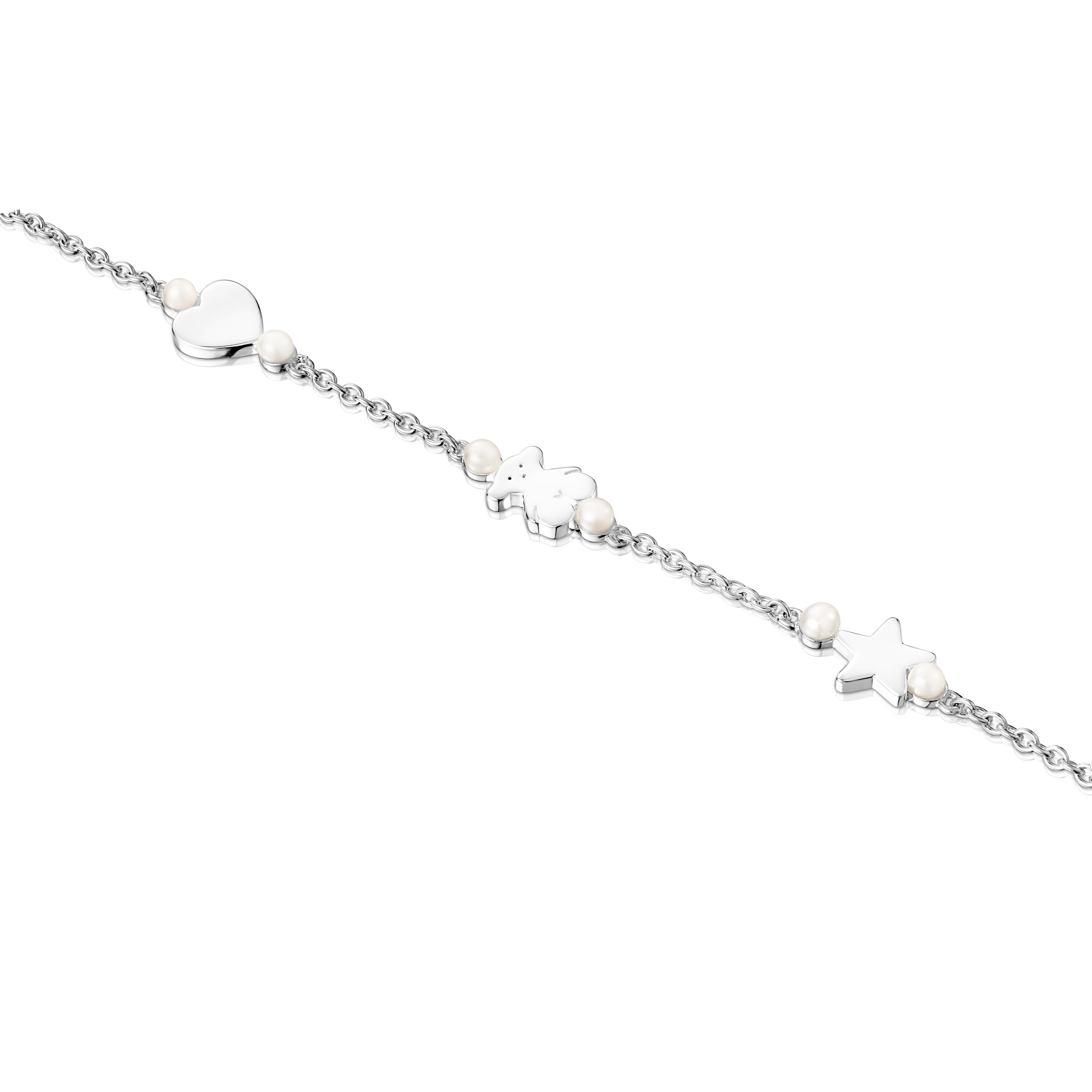 Silver TOUS Real Sisy Bracelet with Pearls 17,5cm
