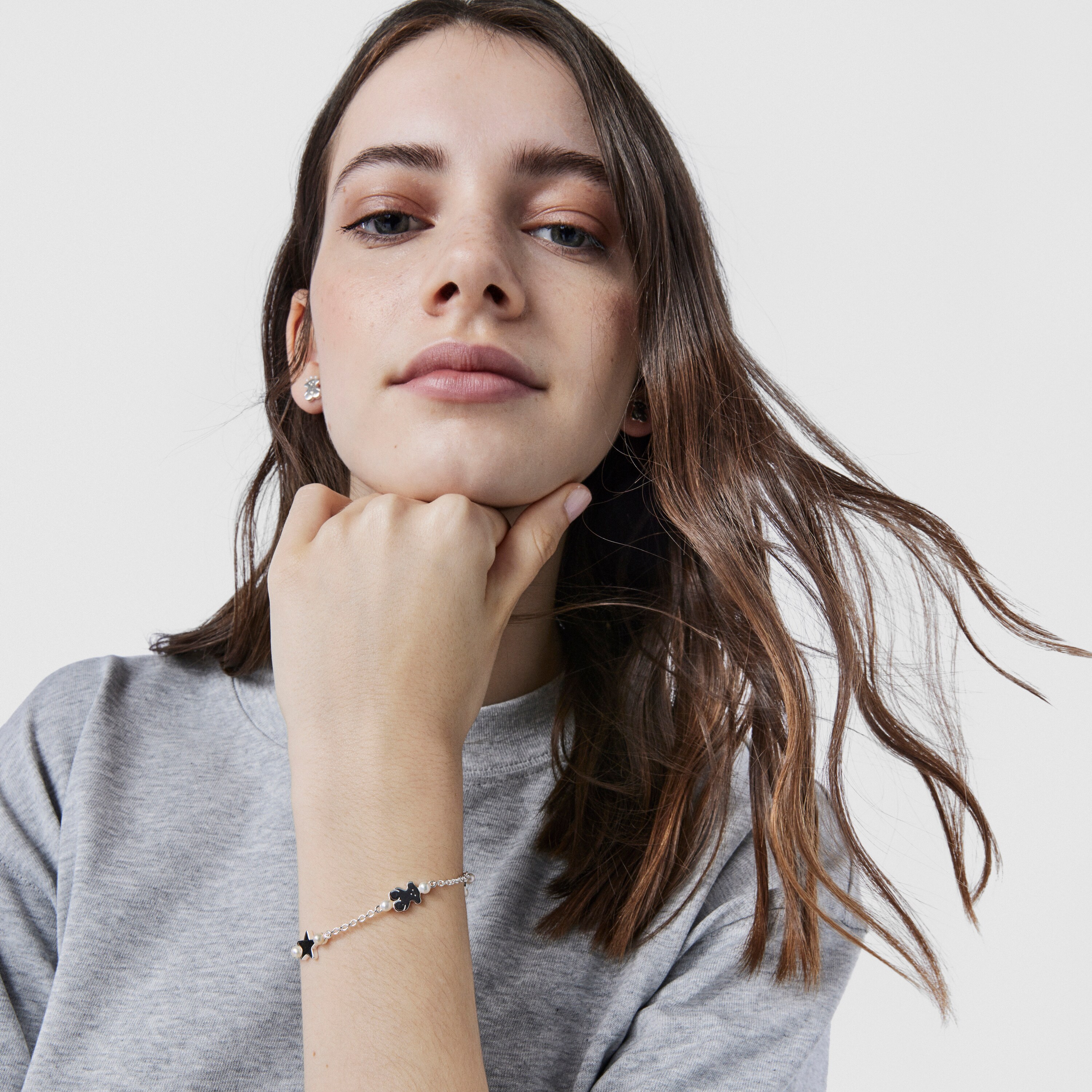 Silver TOUS Real Sisy Bracelet with Pearls 17,5cm