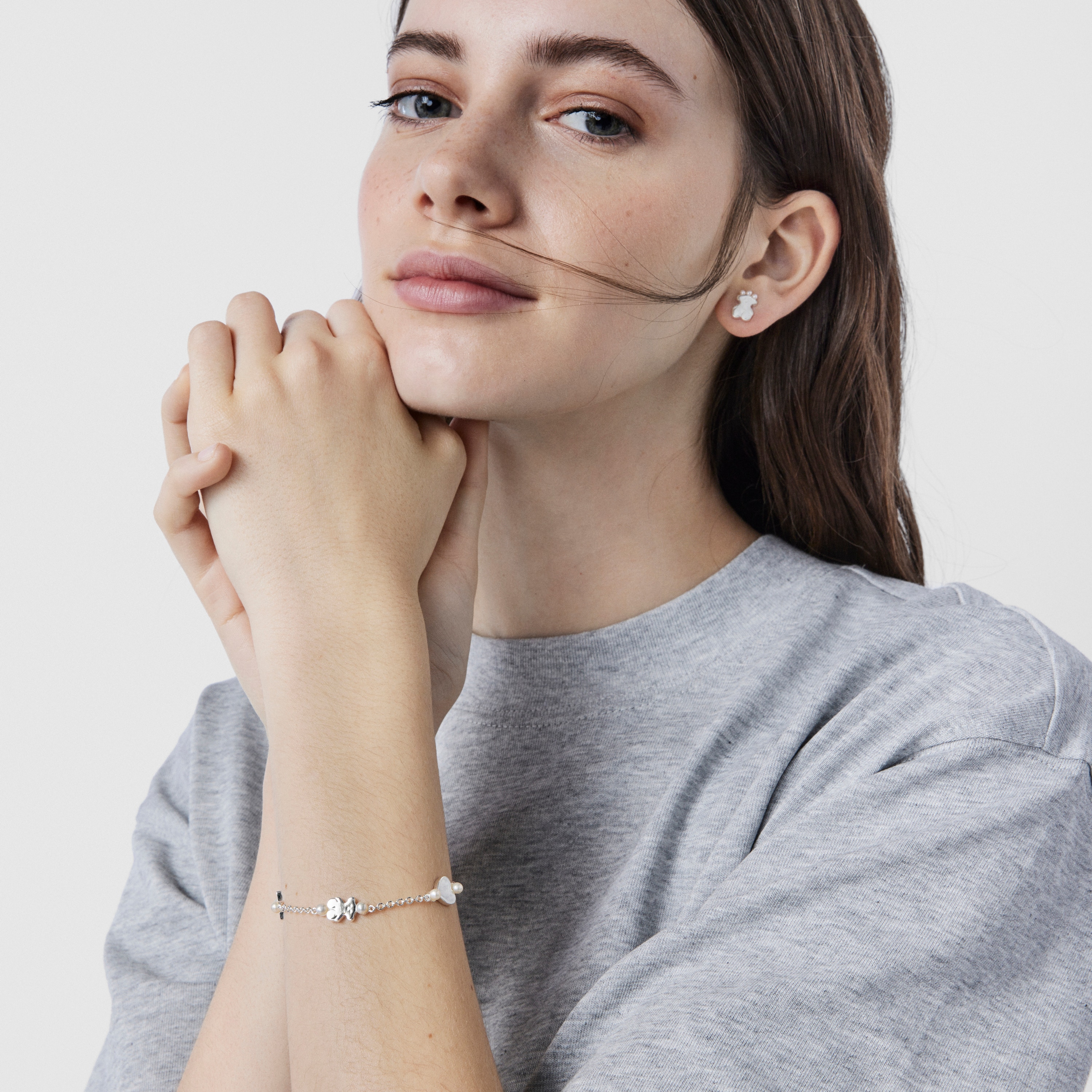 Silver TOUS Real Sisy Bracelet with Pearls 17,5cm