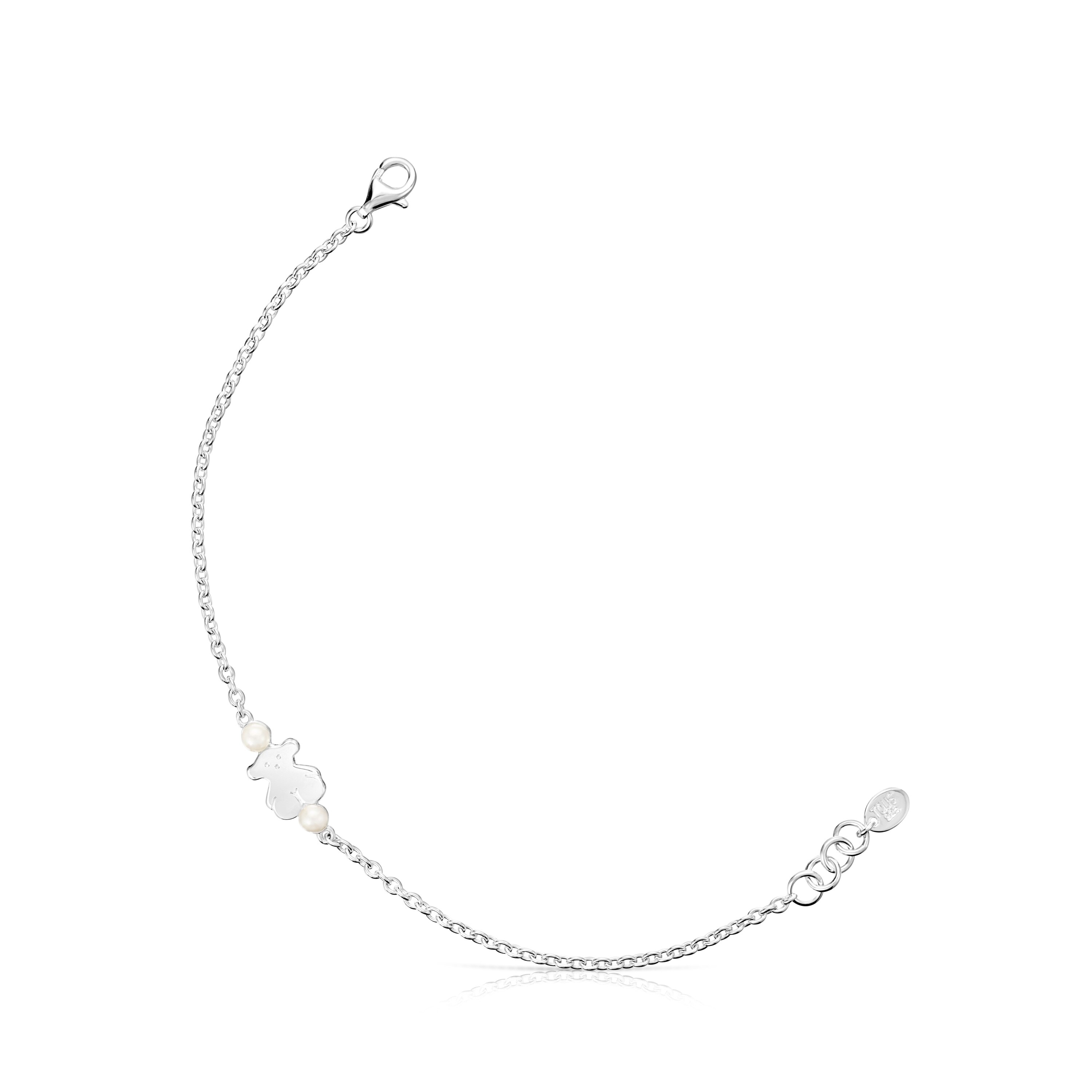 Pulsera de plata y perlas motivo oso Real Sisy