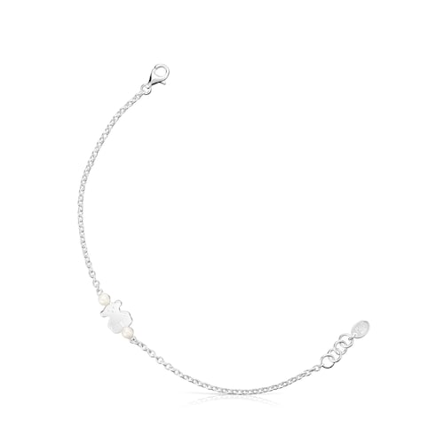 Silver TOUS Real Sisy Bracelet with Pearls Bear motif