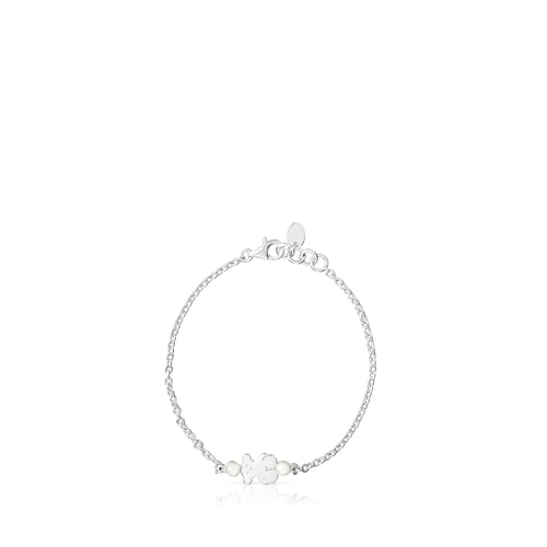 Silver TOUS Real Sisy Bracelet with Pearls Bear motif
