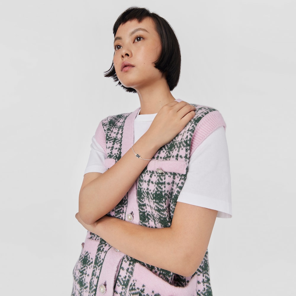 Bracciale in argento e perle con vero orsetto Sisy