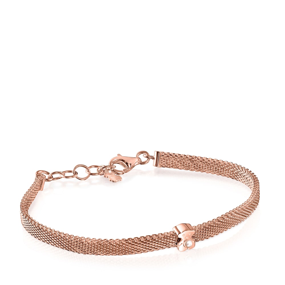 Pulsera con baño de oro rosa 18 kt sobre plata y perla Real Sisy image number 0