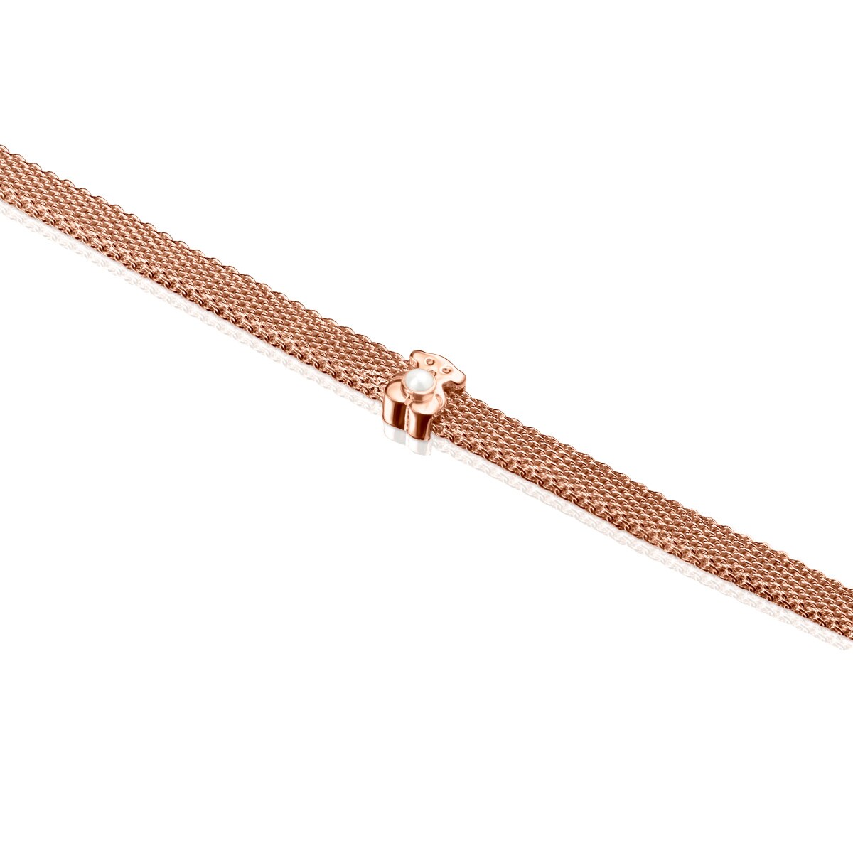 Pulsera con baño de oro rosa 18 kt sobre plata y perla Real Sisy