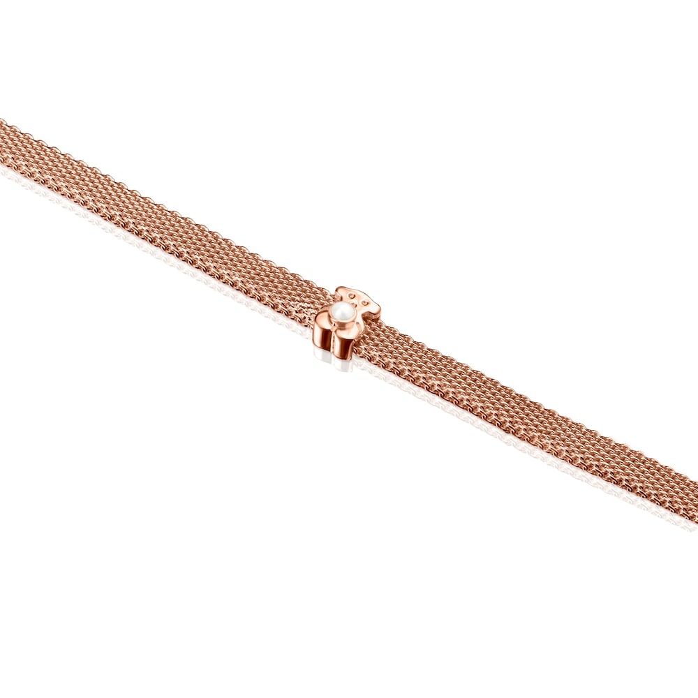 Pulsera con baño de oro rosa 18 kt sobre plata y perla Real Sisy image number 1