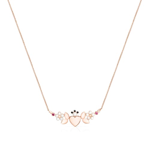 Rose Silver Vermeil Real Sisy Necklace with Gemstones image number 0