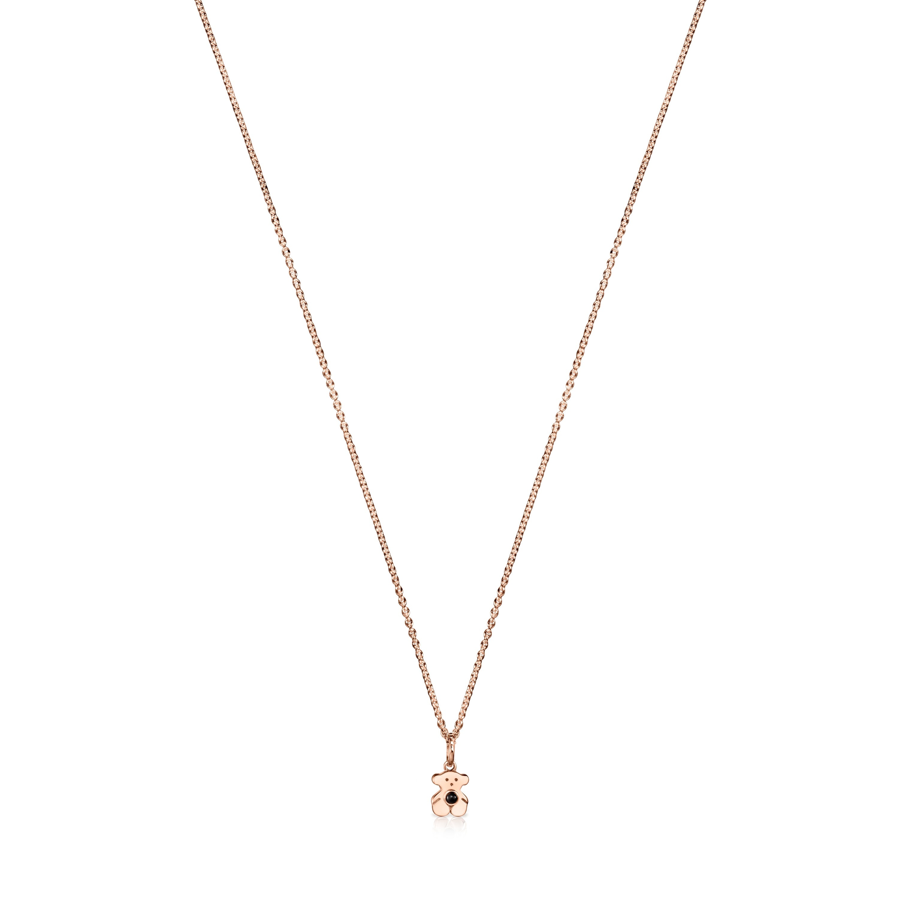 Rose 18K gold vermeil Real Sisy Necklace with Onyx