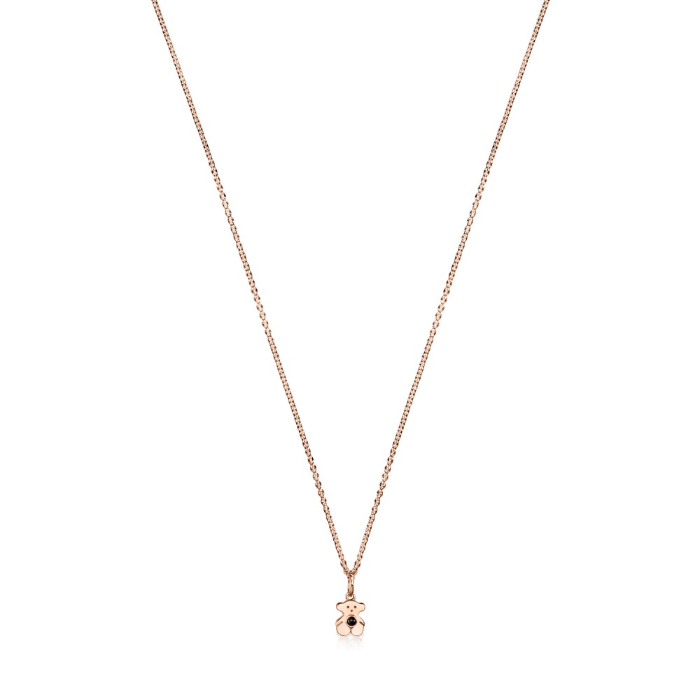 Rose 18K gold vermeil Real Sisy Necklace with Onyx