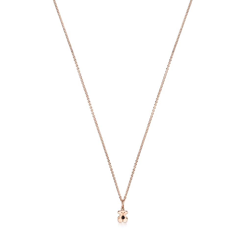 Rose Silver Vermeil Real Sisy Necklace with Onyx