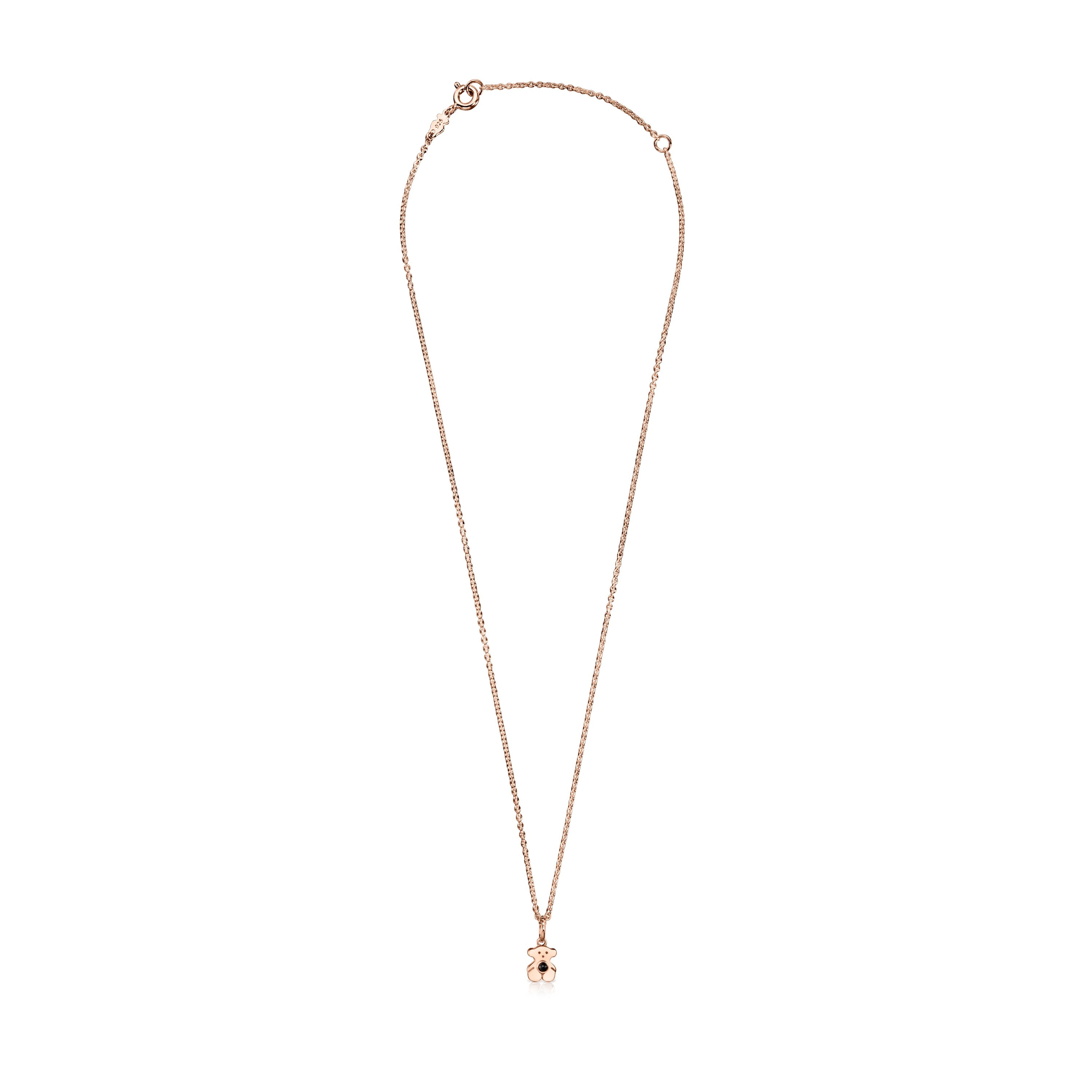 Rose 18K gold vermeil Real Sisy Necklace with Onyx