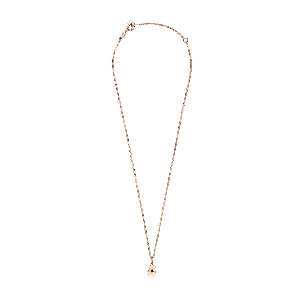 Rose 18K gold vermeil Real Sisy Necklace with Onyx