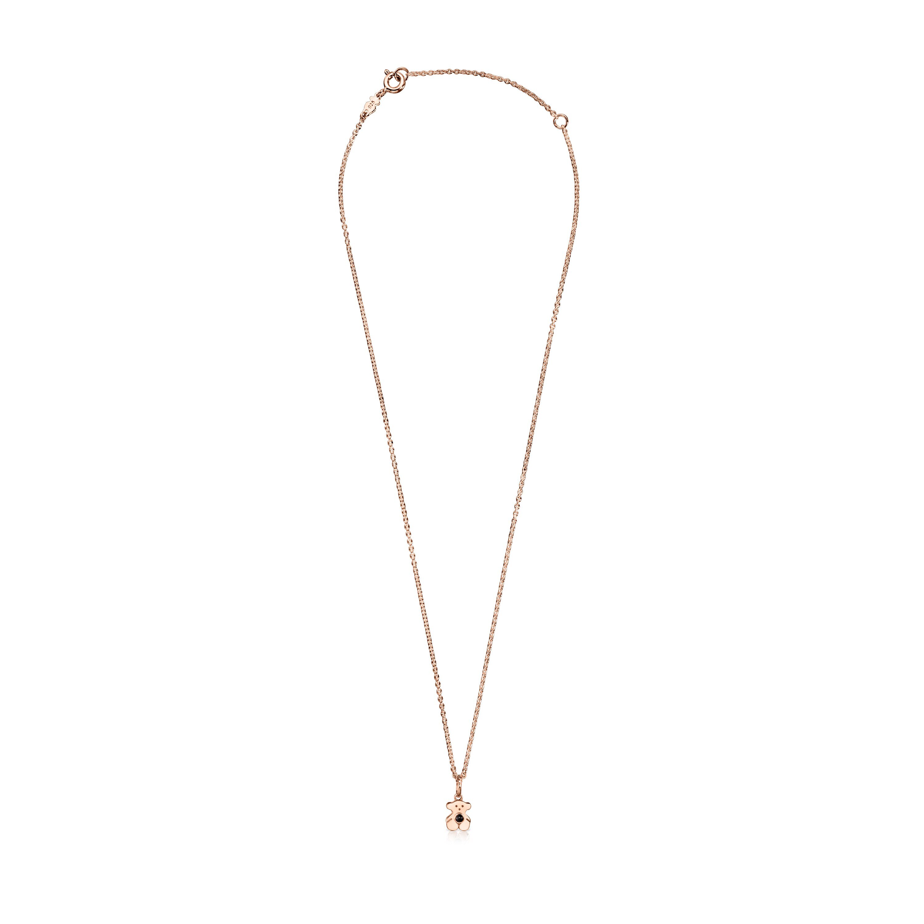 Rose Silver Vermeil Real Sisy Necklace with Onyx