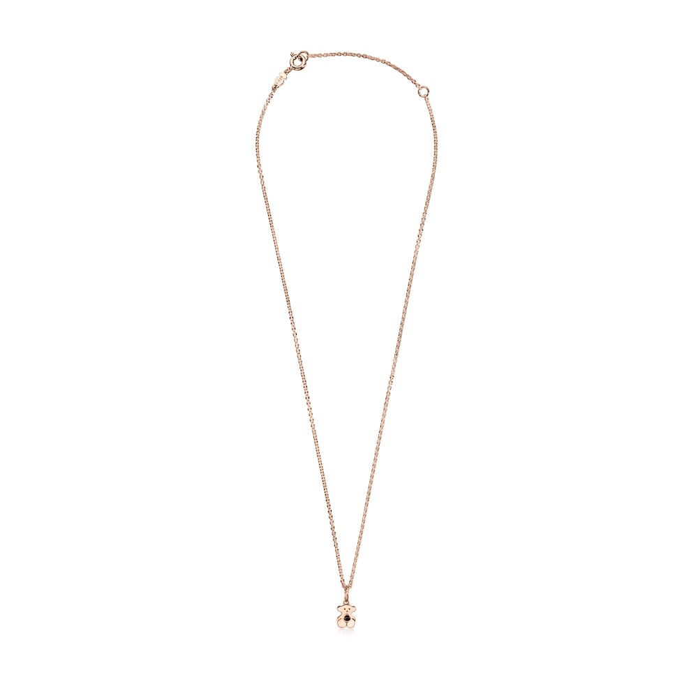 Rose Silver Vermeil Real Sisy Necklace with Onyx