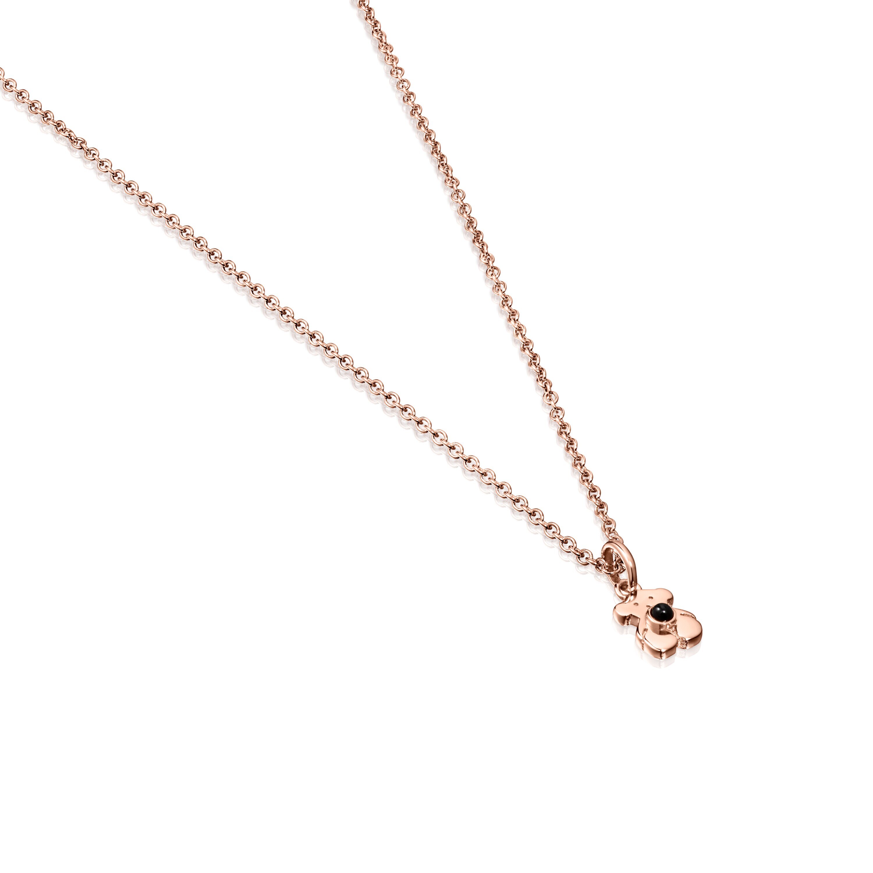 Rose Silver Vermeil Real Sisy Necklace with Onyx