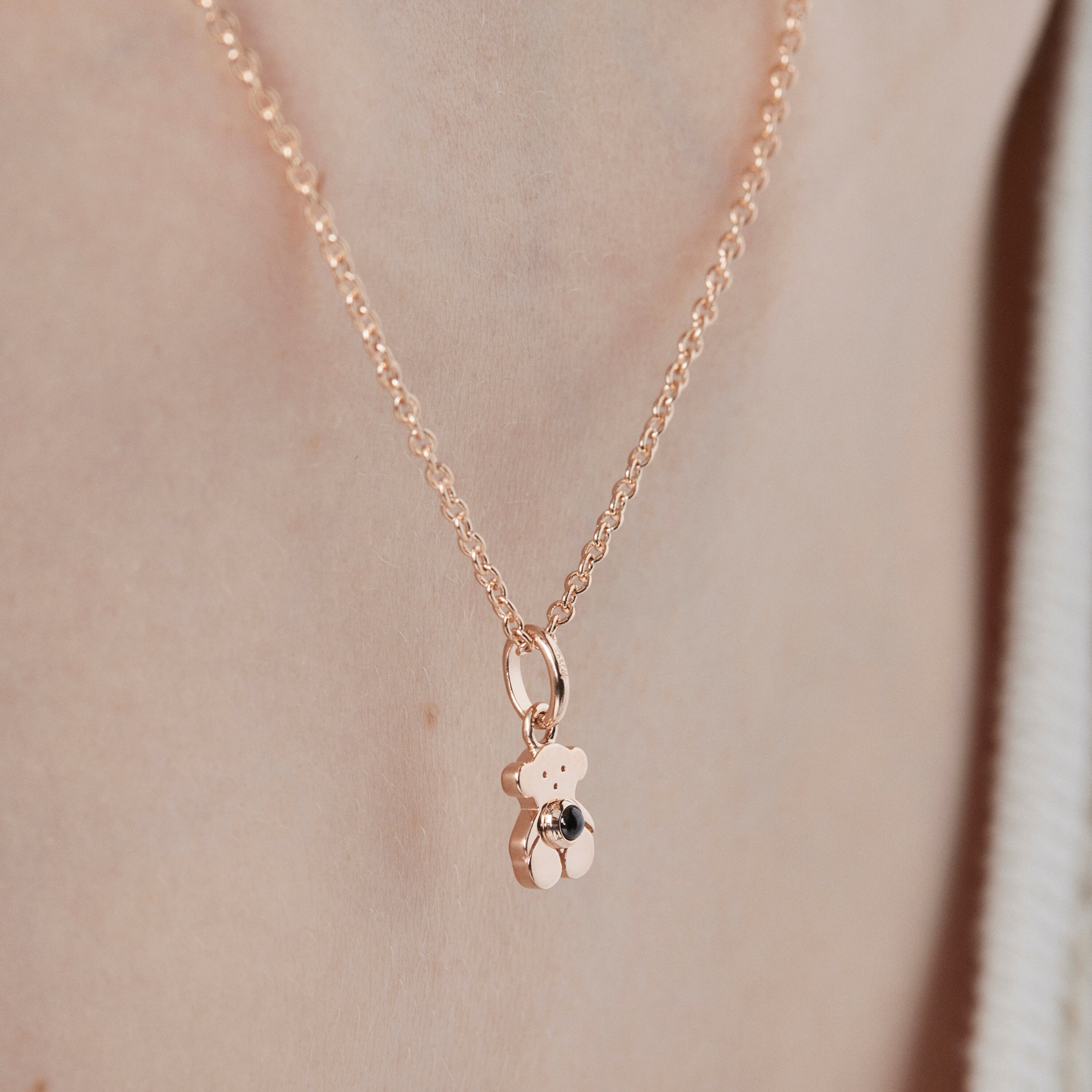 Rose 18K gold vermeil Real Sisy Necklace with Onyx