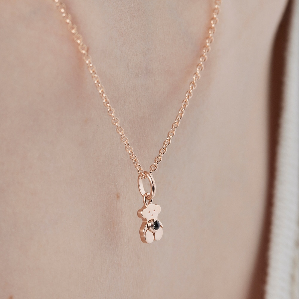 Rose Silver Vermeil Real Sisy Necklace with Onyx