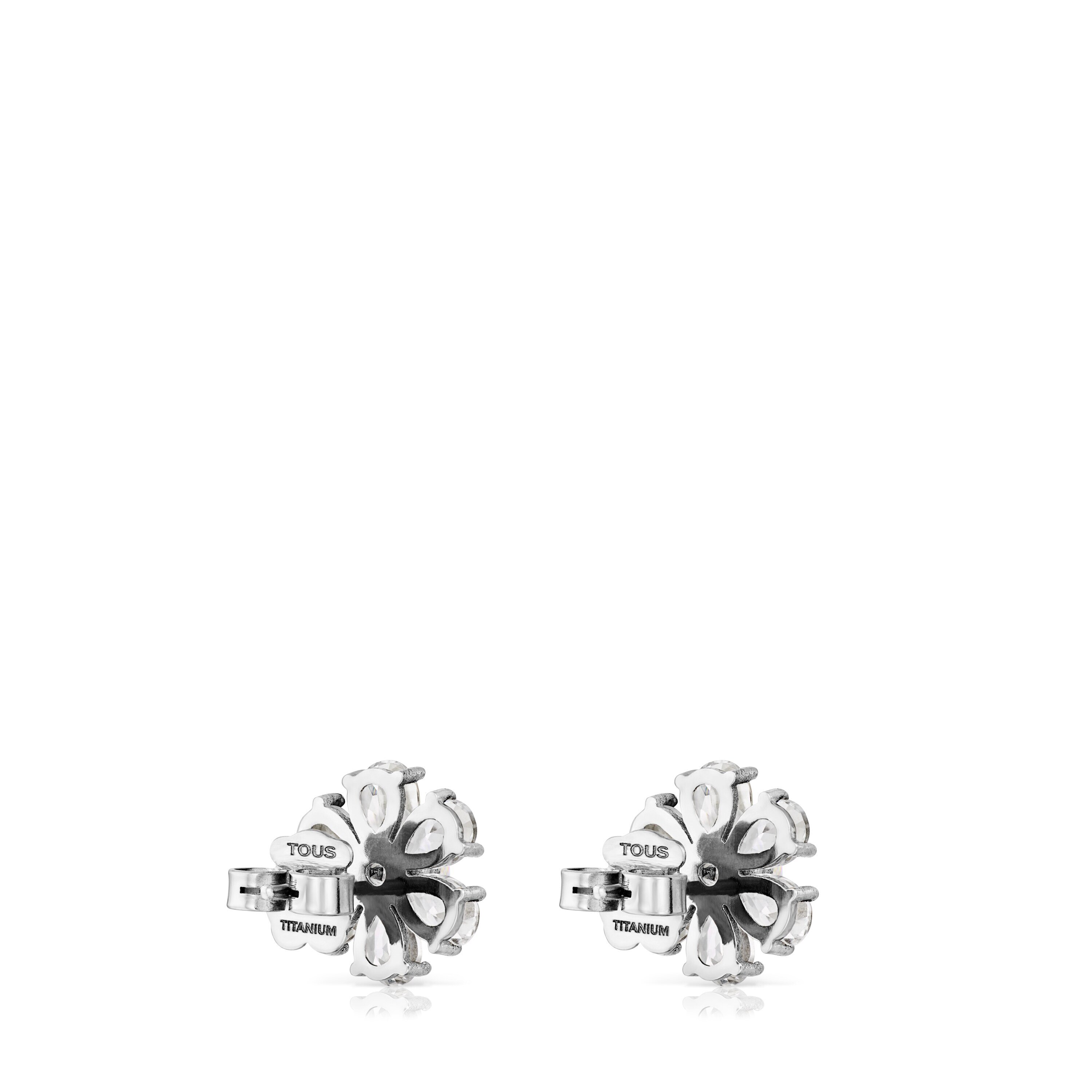 Small Titanium Real Sisy Earrings with Topaz