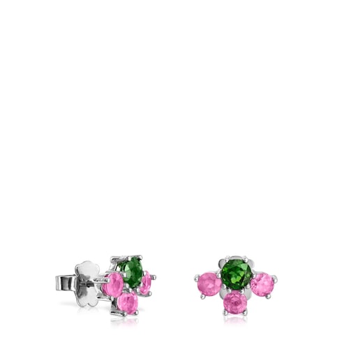 Pendientes Real Sisy de Titanio con Rub&iacute;es y Cromodi&oacute;psido image number 0