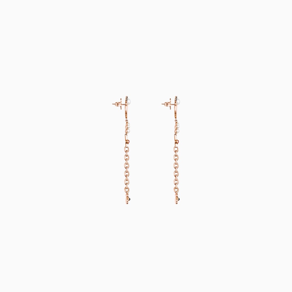 Pendientes largos con ba&ntilde;o de oro rosa 18 kt sobre plata y gemas Real Sisy