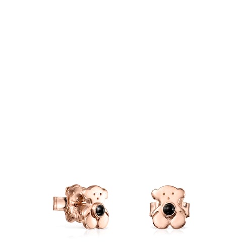 Rose Silver Vermeil Real Sisy Earrings with Onyx
