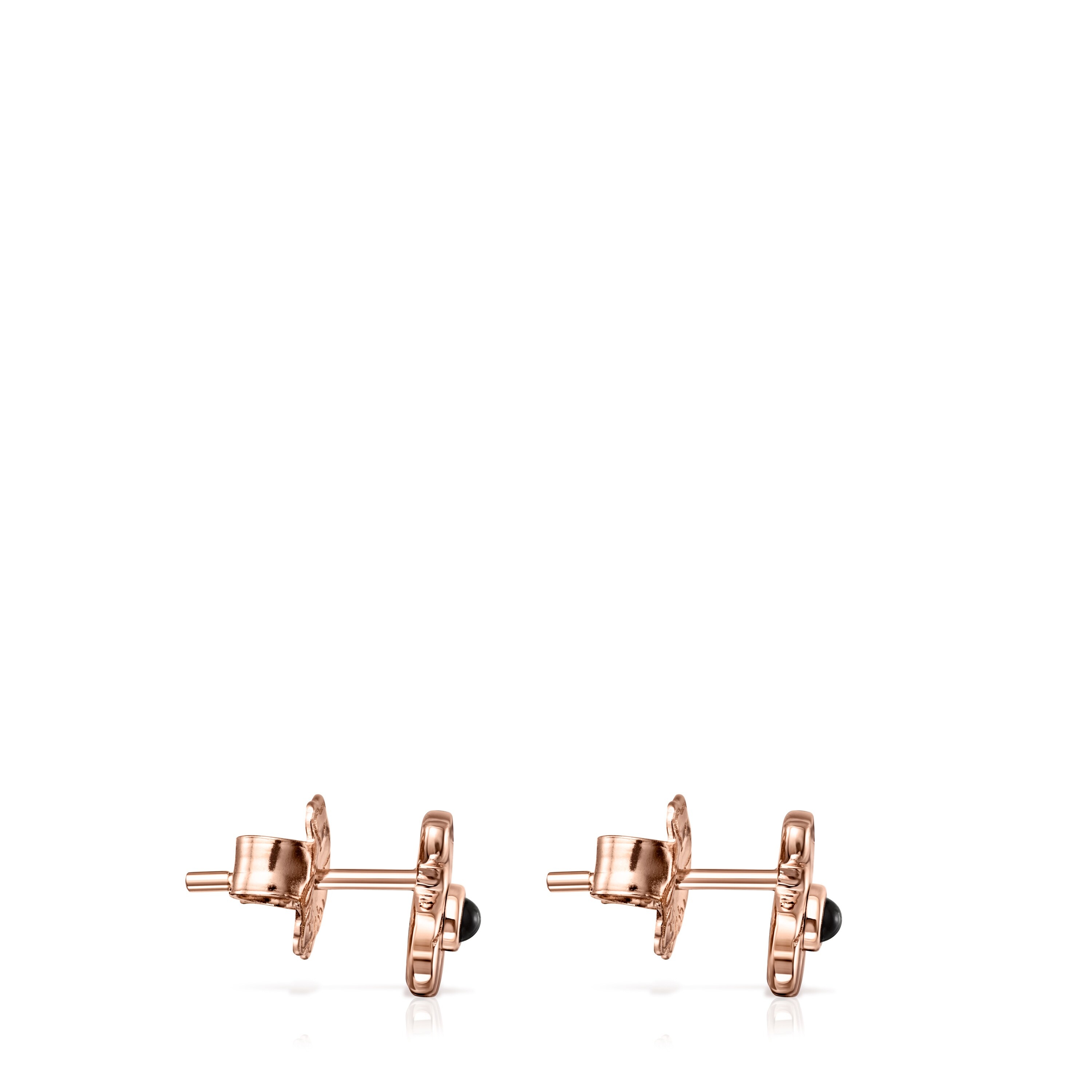 Rose Silver Vermeil Real Sisy Earrings with Onyx