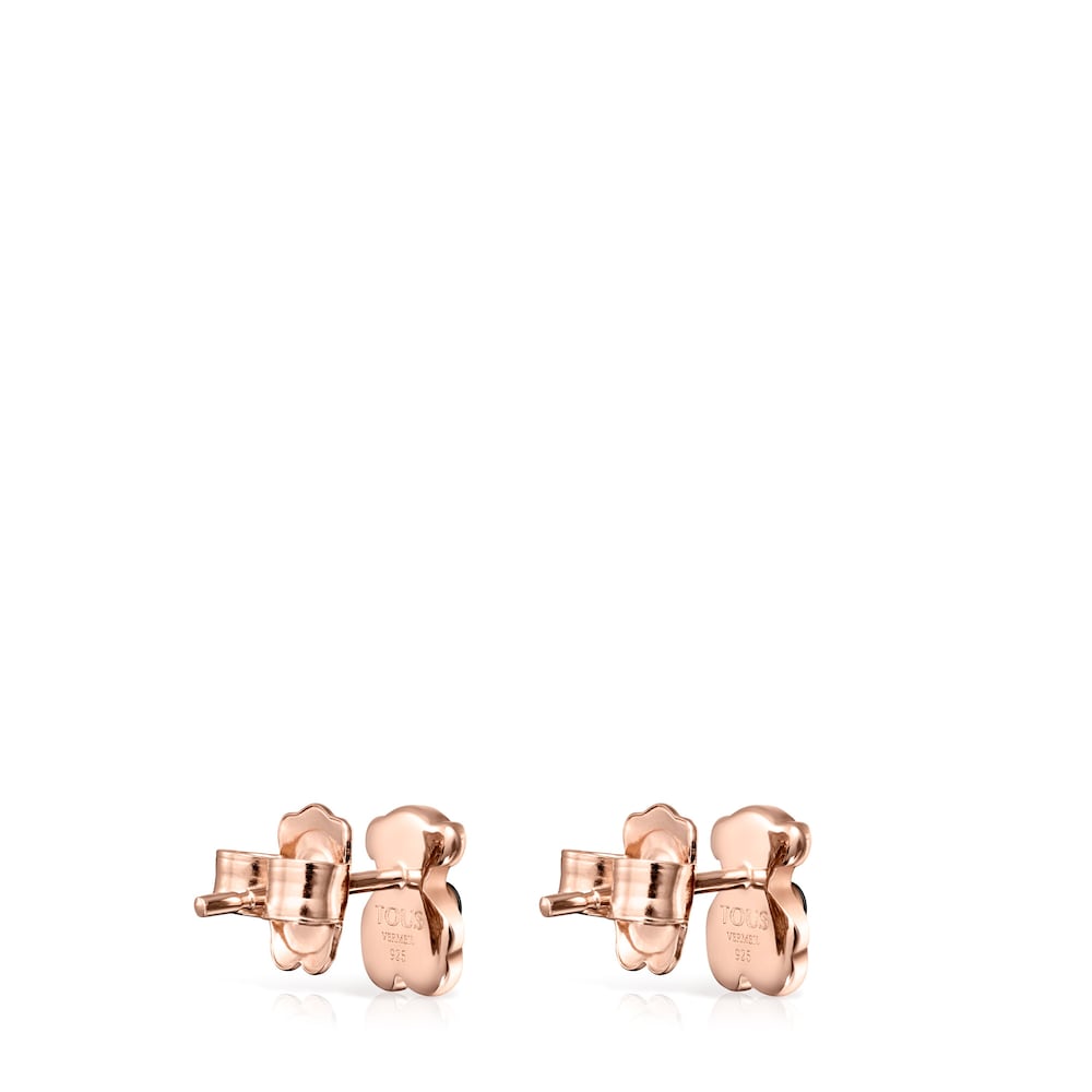 Rose Silver Vermeil Real Sisy Earrings with Onyx