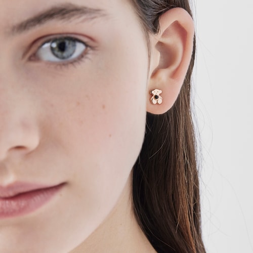 Rose Silver Vermeil Real Sisy Earrings with Onyx