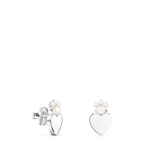 Pendientes Real Sisy corazón de Plata y Perlas image number 0