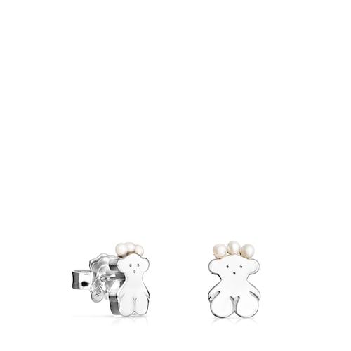 Pendientes oso de plata y perlas Real Sisy