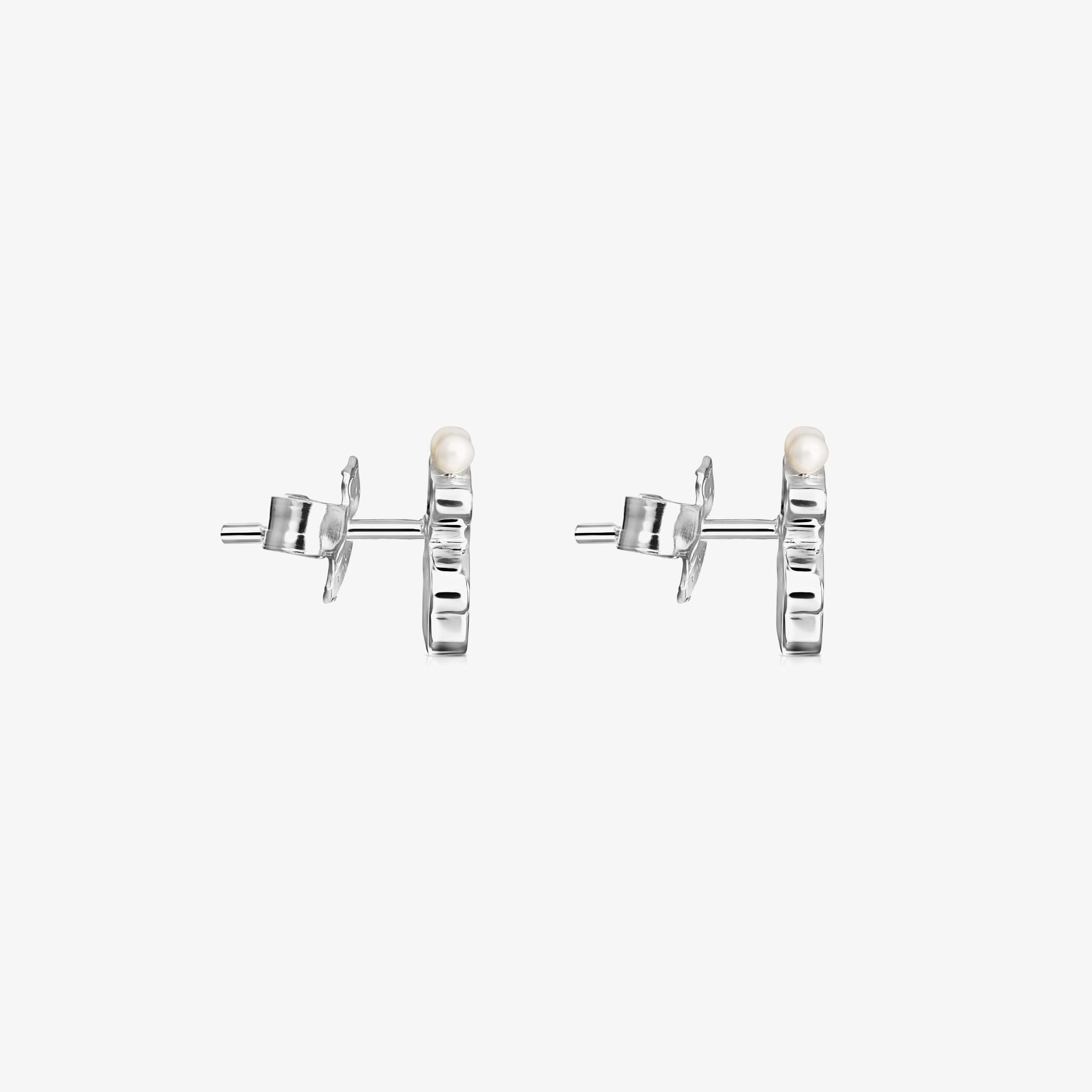 Silver Real Sisy bear Earrings with Pearls