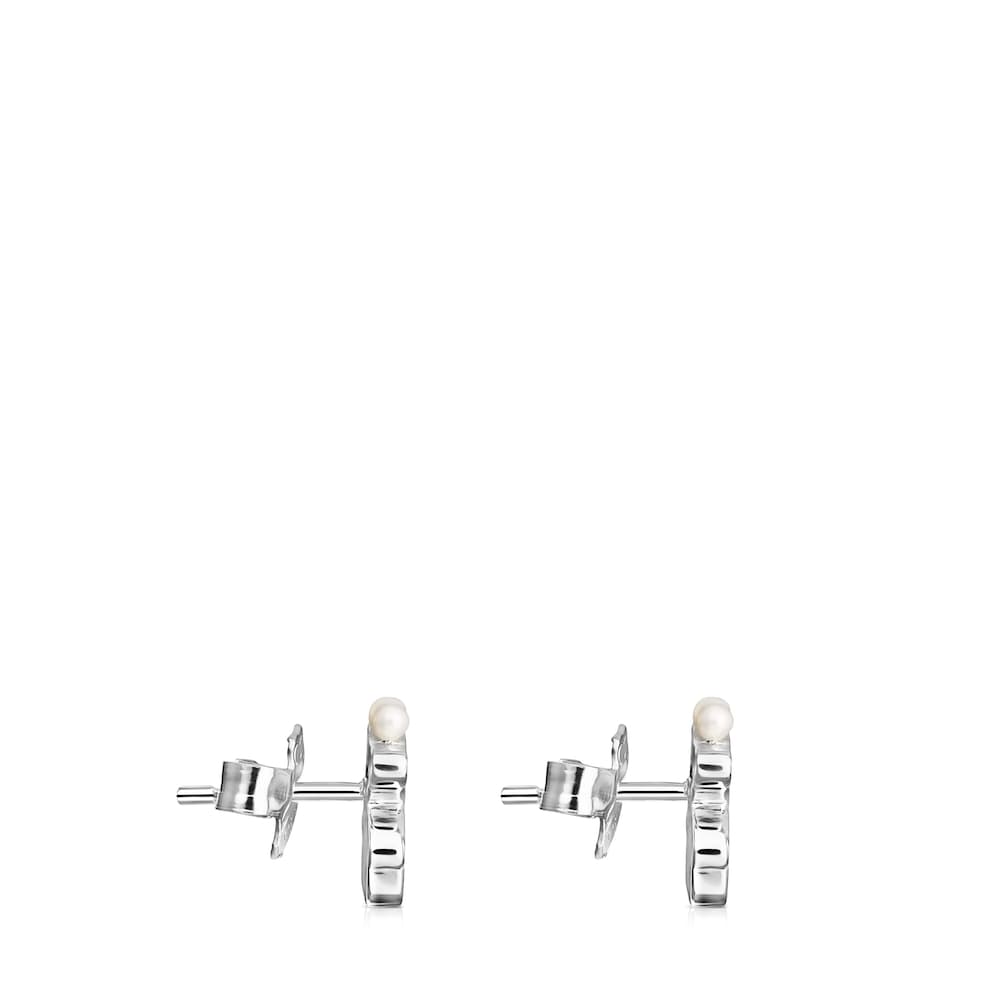 Silver Real Sisy bear Earrings with Pearls image number 1