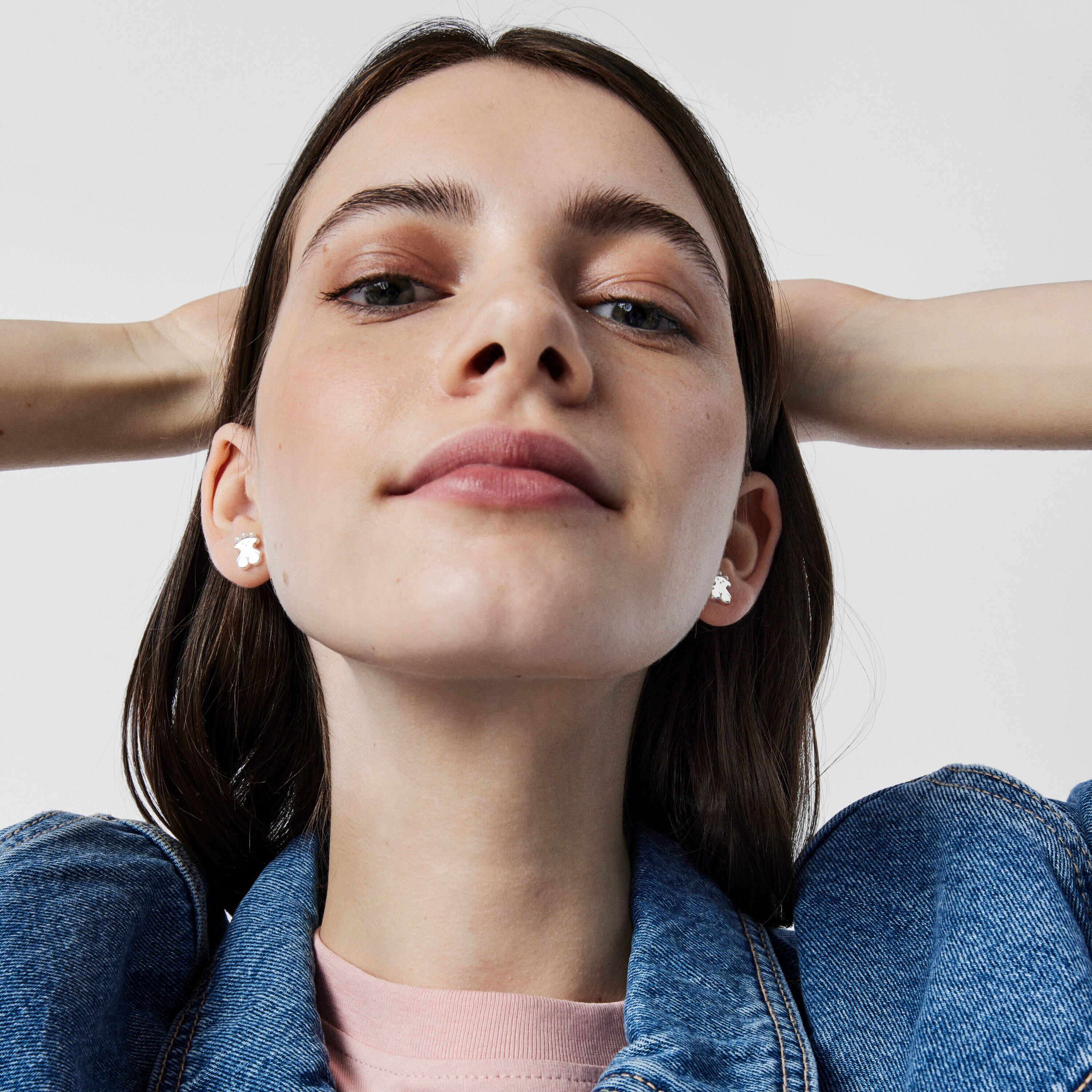 Silver Real Sisy bear Earrings with Pearls