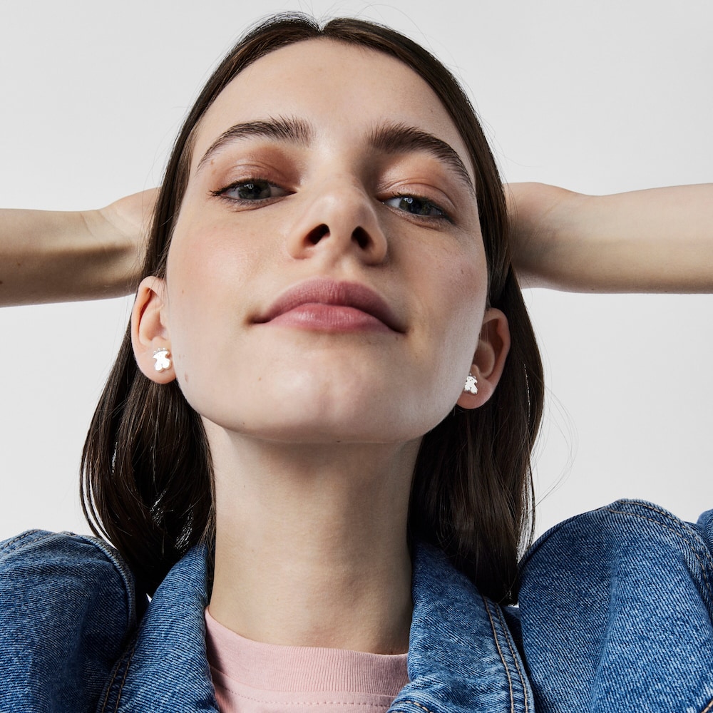 Pendientes oso de plata y perlas Real Sisy