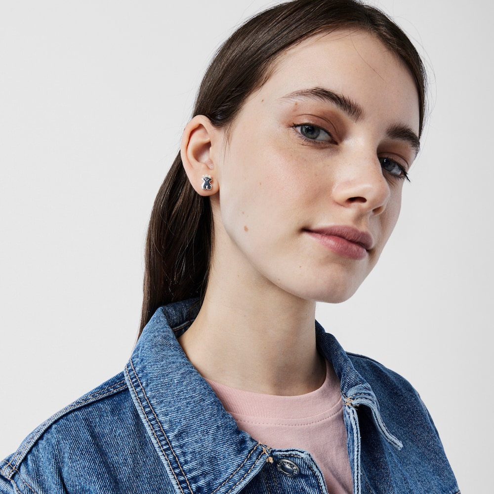 Pendientes oso de plata y perlas Real Sisy