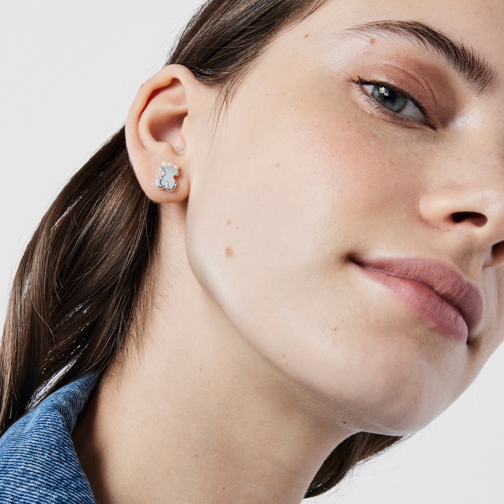 Pendientes oso de plata y perlas Real Sisy
