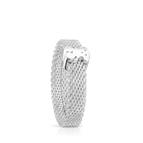Anillo de plata motivo oso Icon Mesh
