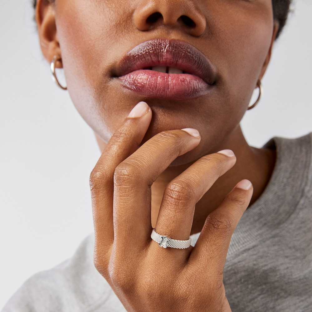 Anillo de plata motivo oso Icon Mesh