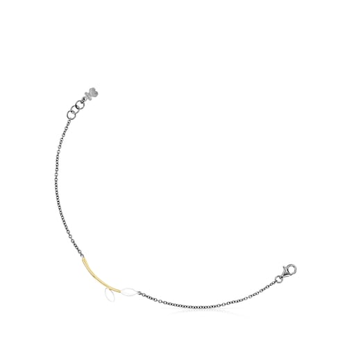 Pulseira Real Mix Leaf em Prata Vermeil, Prata Dark Silver e Prata