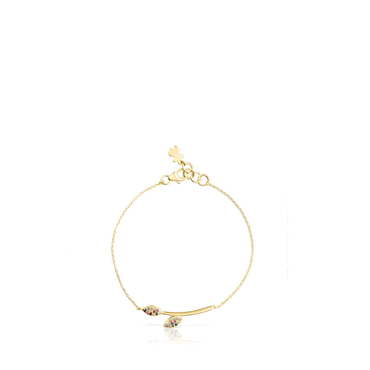 Silver Vermeil Real Mix Leaf Bracelet with Gemstones