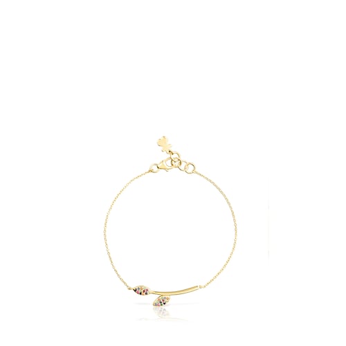 Silver Vermeil Real Mix Leaf Bracelet with Gemstones