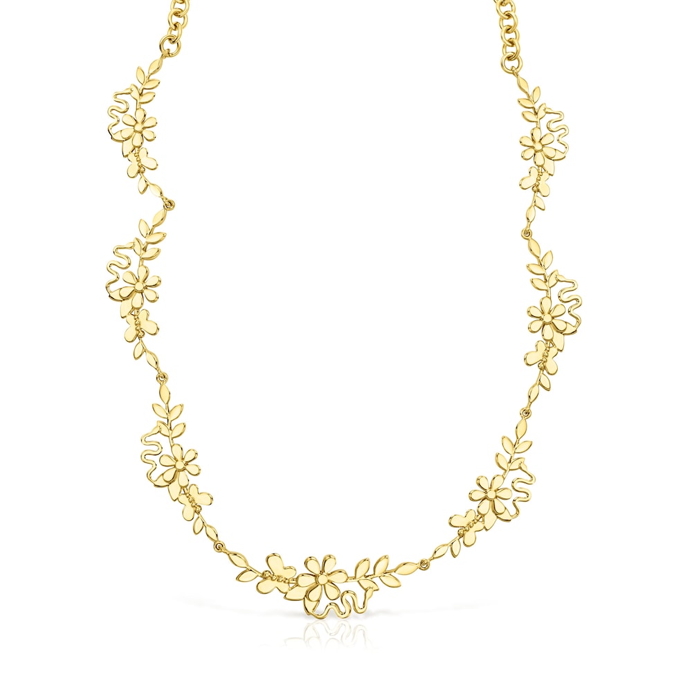 Collar Real Mix Leaf con ba&ntilde;o de oro 18 kt sobre plata
